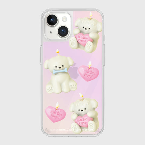 [THENINEMALL] Puppy Candle Pattern Mirror Phone Case