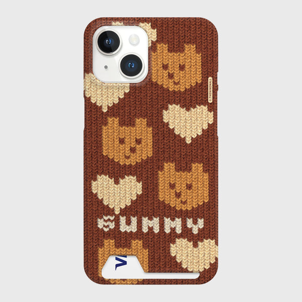 [THENINEMALL] Brown Knit Gummy Hard Phone Case (2 types)