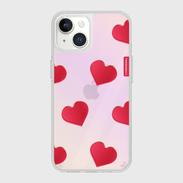 [THENINEMALL] Red Heart Pattern Mirror Phone Case