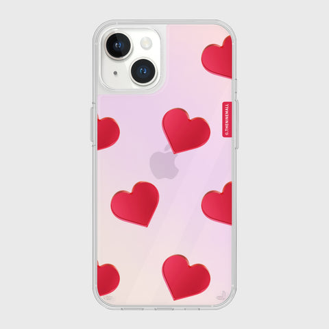[THENINEMALL] Red Heart Pattern Mirror Phone Case