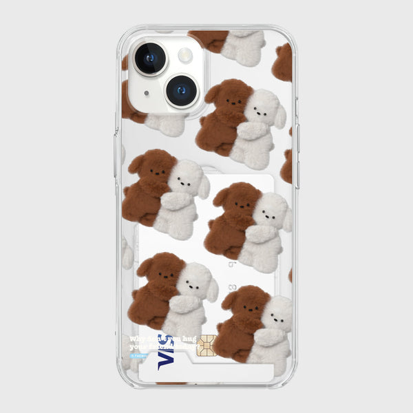 [THENINEMALL] Pattern Hug Puppy Clear Phone Case (3 types)