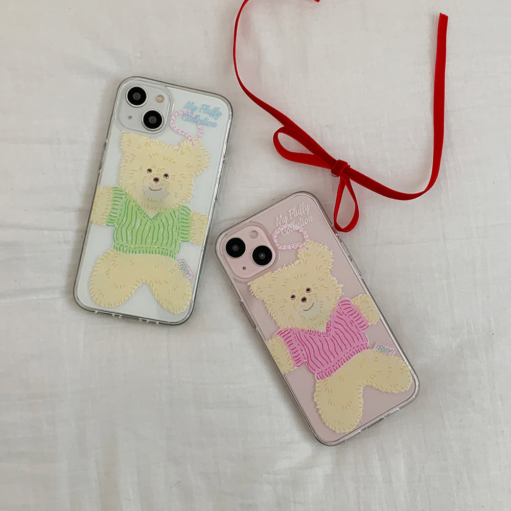 [Mademoment] Big Knit Bear Design Clear Phone Case (3 Types)