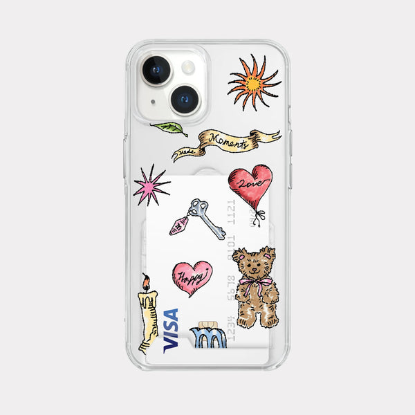 [Mademoment] Vintage Drawing Pattern Design Clear Phone Case (4 Types)