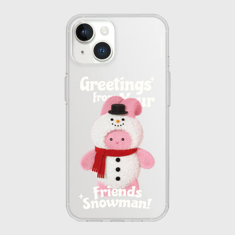 [THENINEMALL] Greetings Windy Snowman Clear Phone Case (4 types)