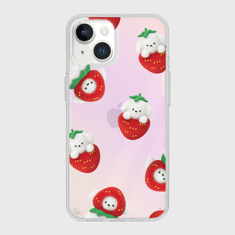 [THENINEMALL] Pattern Strawberry Ppokku Mirror Phone Case