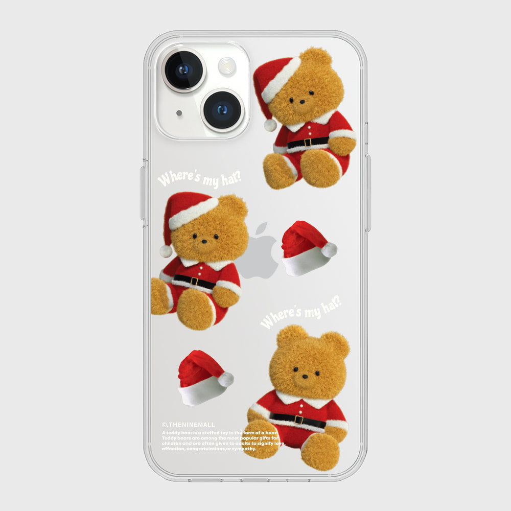 [THENINEMALL] Pattern Santa Hat Gummy Clear Phone Case (4 types)