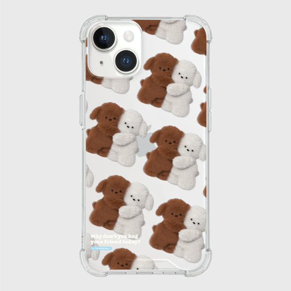 [THENINEMALL] Pattern Hug Puppy Clear Phone Case (3 types)