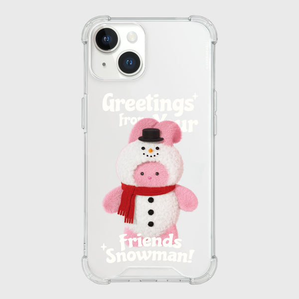 [THENINEMALL] Greetings Windy Snowman Clear Phone Case (4 types)