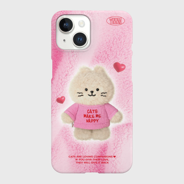 [THENINEMALL] Fluffy Hey Cat Hard Phone Case (2 types)