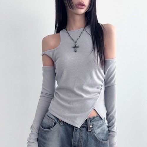 [LOWEAR] Cut Out Off Slit Tee