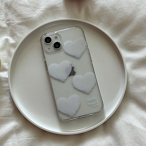 [Mademoment] Pattern Fluffy Heart Snow Design Clear Phone Case (3 Types)