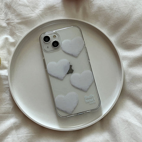 [Mademoment] Pattern Fluffy Heart Snow Design Clear Phone Case (3 Types)