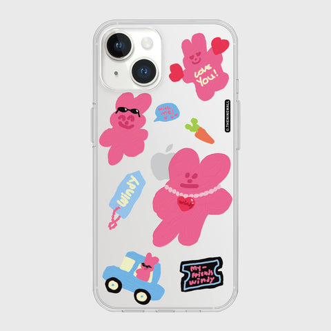 [THENINEMALL] Windy Painting Sticker Clear Phone Case (3 types)