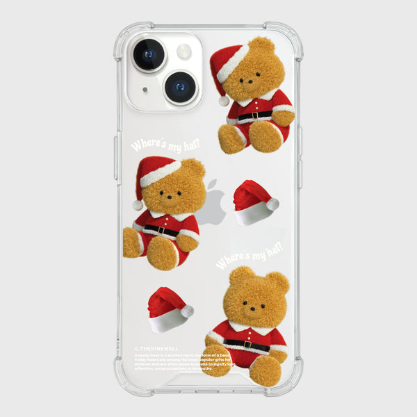 [THENINEMALL] Pattern Santa Hat Gummy Clear Phone Case (4 types)