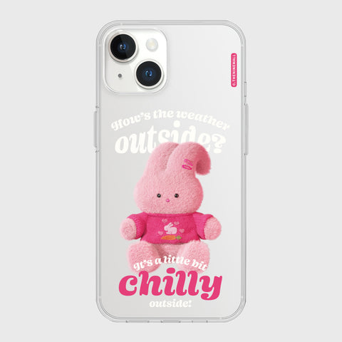 [THENINEMALL] Pink Knit Windy Clear Phone Case (3 types)