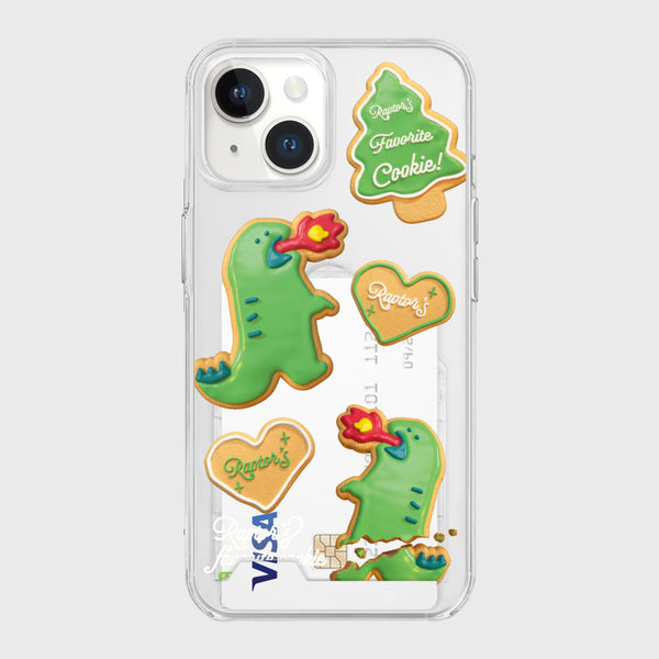 [THENINEMALL] Raptor Cookie Pattern Clear Phone Case (4 types)