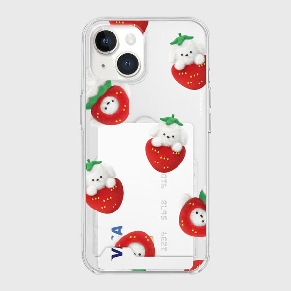 [THENINEMALL] Pattern Strawberry Ppokku Clear Phone Case (3 types)