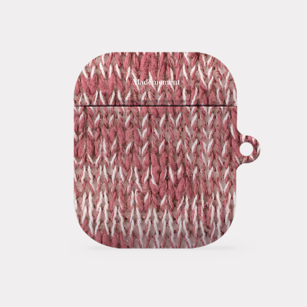 [Mademoment] Hairy Pink Knit Design AirPods Case