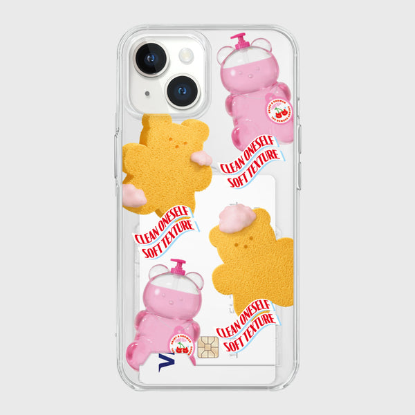 [THENINEMALL] Pattern Loofah Gummy Clear Phone Case (3 types)