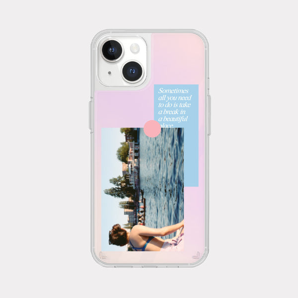 [Mademoment] Break Time Sticker Design Glossy Mirror Phone Case