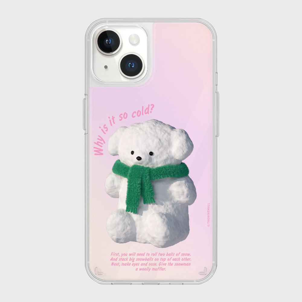 [THENINEMALL] Puppy Snowman Mirror Phone Case