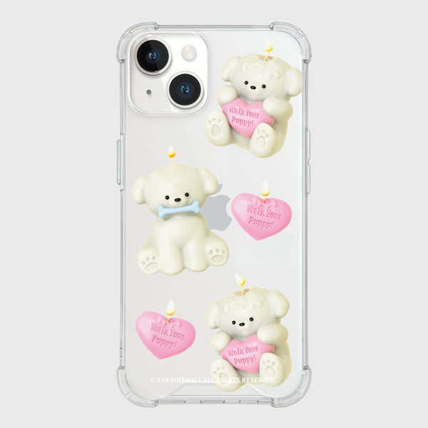 [THENINEMALL] Puppy Candle Pattern Clear Phone Case (4 types)