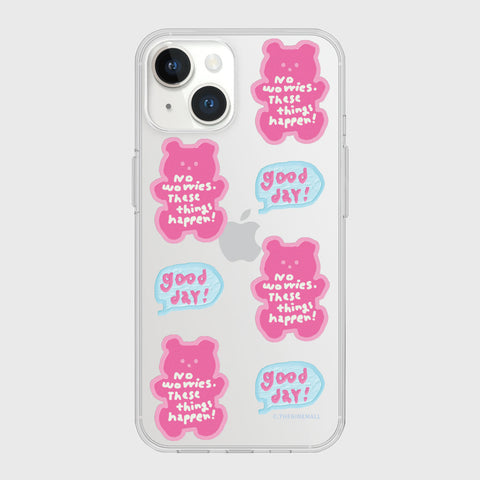 [THENINEMALL] Pattern Good Day Bear Clear Phone Case (3 types)