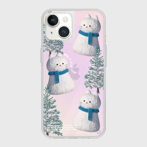 [THENINEMALL] Pattern Hey Cat Snowman Mirror Phone Case