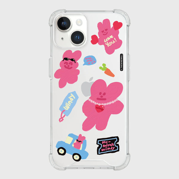 [THENINEMALL] Windy Painting Sticker Clear Phone Case (3 types)