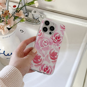 [Mademoment] Rose Watercolor Design Clear Phone Case (3 Types)