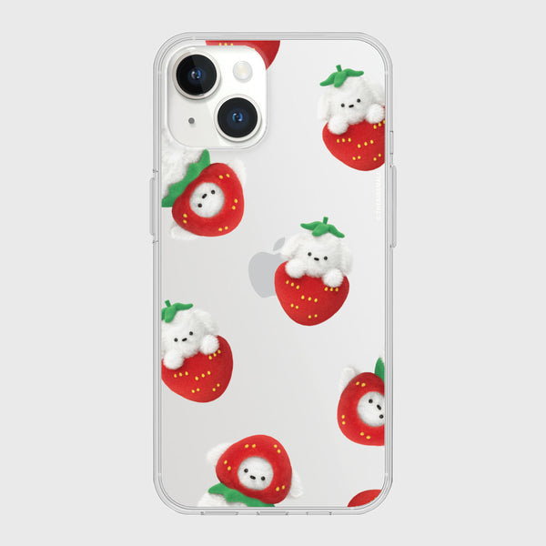 [THENINEMALL] Pattern Strawberry Ppokku Clear Phone Case (3 types)