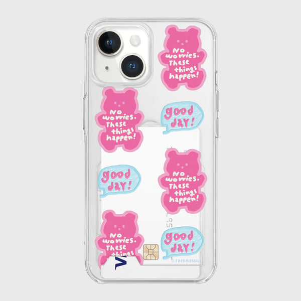 [THENINEMALL] Pattern Good Day Bear Clear Phone Case (3 types)