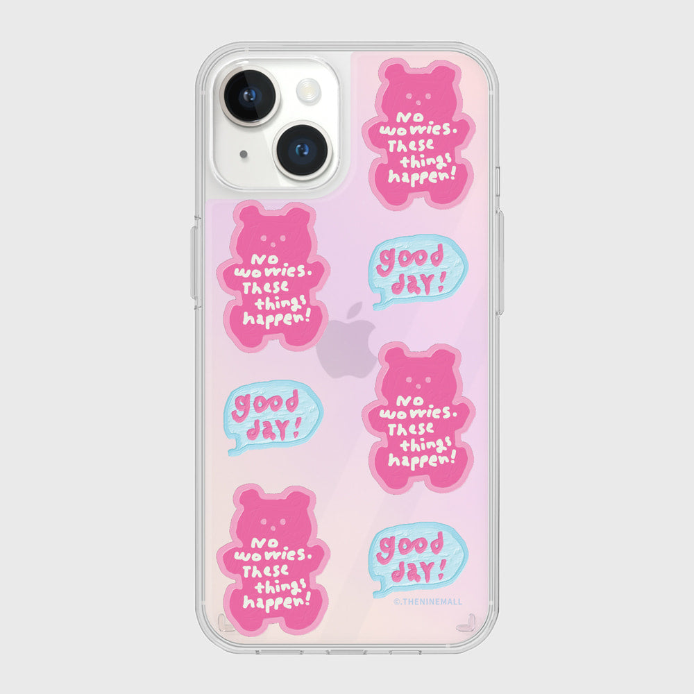 [THENINEMALL] Pattern Good Day Bear Mirror Phone Case