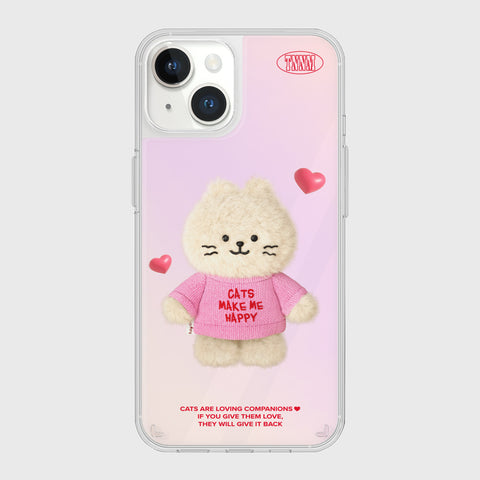 [THENINEMALL] Fluffy Hey Cat Mirror Phone Case