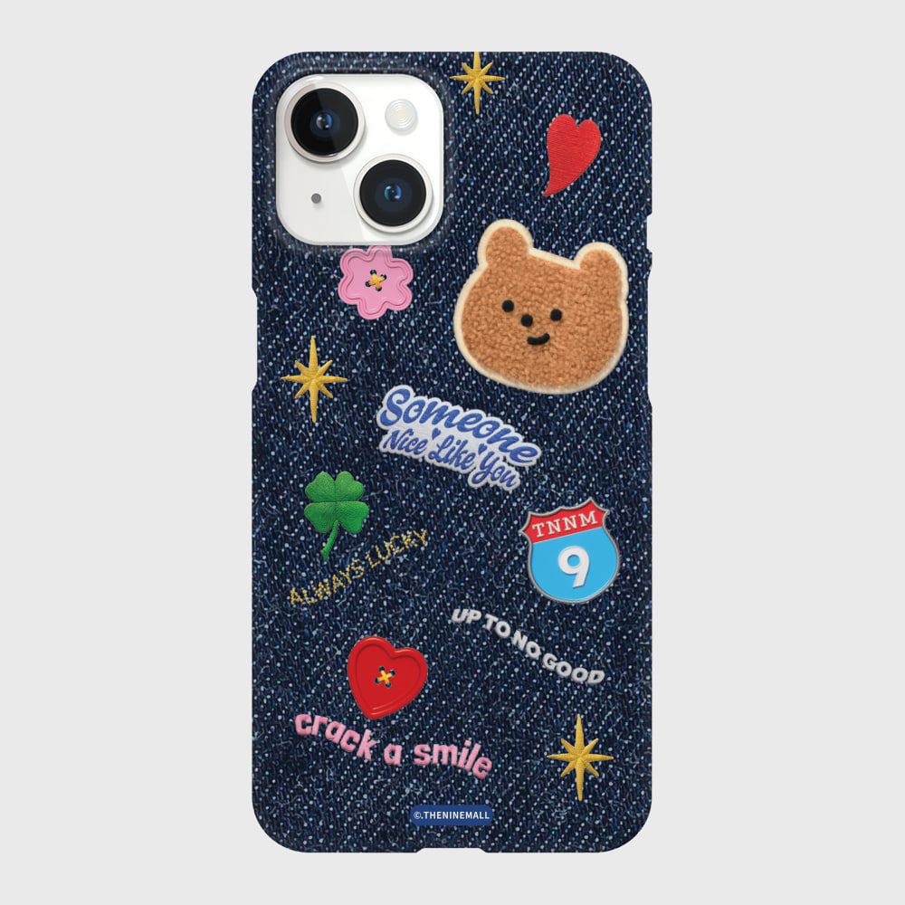 [THENINEMALL] Pattern Denim Patch Hard Phone Case (2 types)