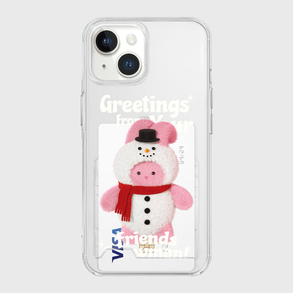 [THENINEMALL] Greetings Windy Snowman Clear Phone Case (4 types)