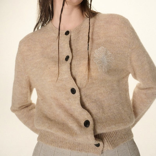 [MARDI MERCREDI] MOHAIR CARDIGAN ROUND NECK (2 colours)