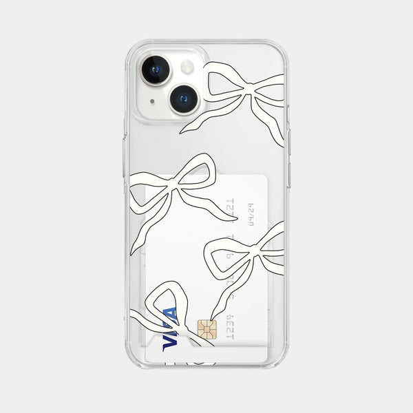[Mademoment] Pattern White Ribbon Design Clear Phone Case (3 Types)