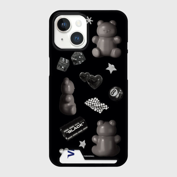 [THENINEMALL] Black Objet Sticker Hard Phone Case (2 types)