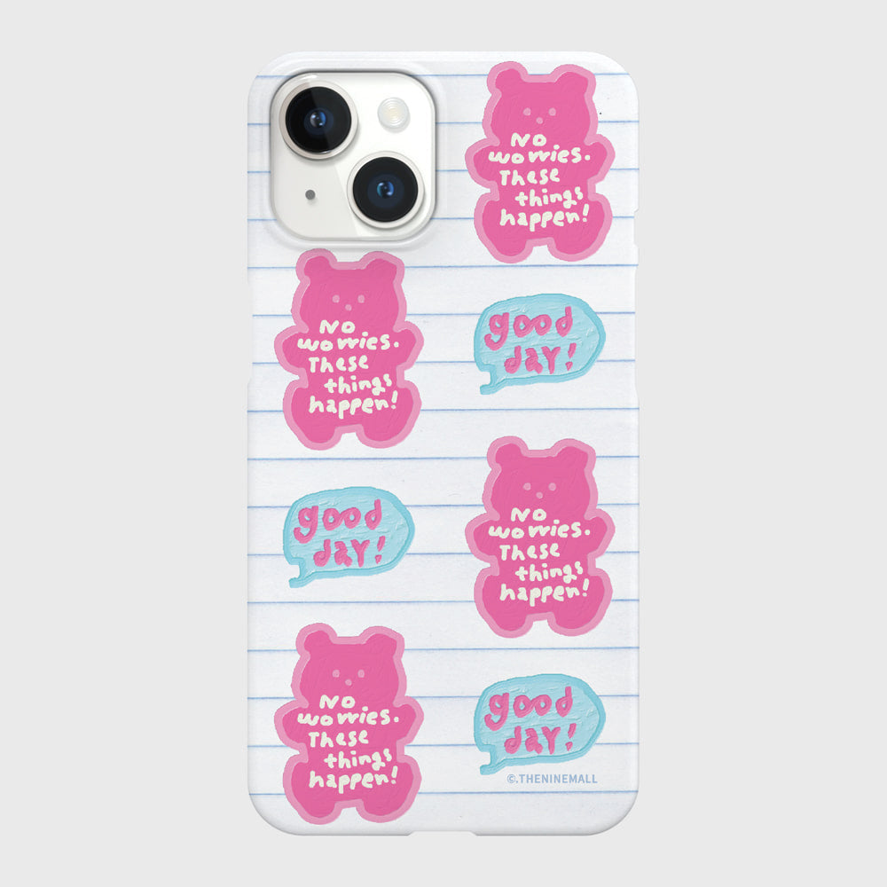 [THENINEMALL] Pattern Good Day Bear Hard Phone Case (2 types)