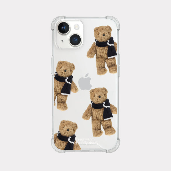 [Mademoment] Pattern Winter Fluffy Teddy Design Clear Phone Case (3 Types)