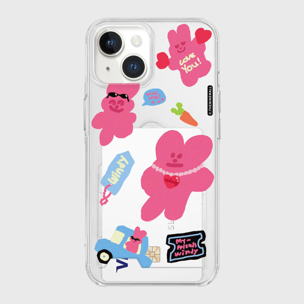 [THENINEMALL] Windy Painting Sticker Clear Phone Case (3 types)