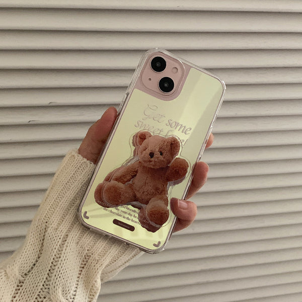 [Mademoment] Sweet Some Teddy Design Glossy Mirror Phone