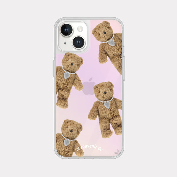 [Mademoment] Pattern Teddy Souvenir Pendant Design Glossy Mirror Phone Case