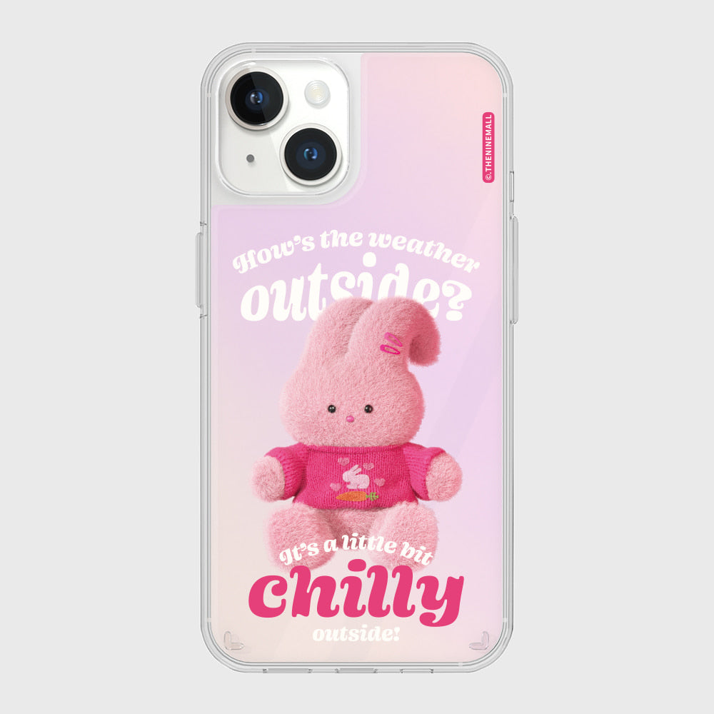 [THENINEMALL] Pink Knit Windy Mirror Phone Case