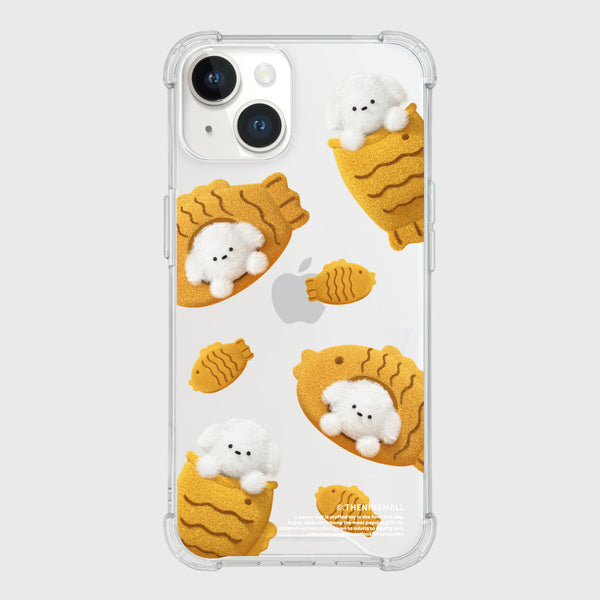 [THENINEMALL] Pattern Fish Bread Puppy Clear Phone Case (4 types)