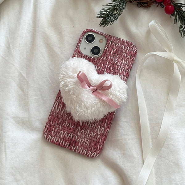 [Mademoment] Hairy Pink Knit Design Phone Case