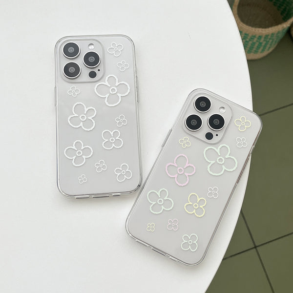 [Mademoment] Flower Doodle Pattern Design Clear Phone Case (3 Types)