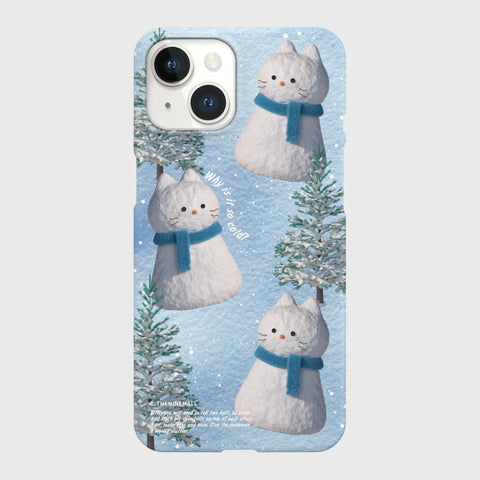 [THENINEMALL] Pattern Hey Cat Snowman Hard Phone Case (2 types)