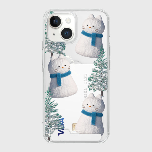 [THENINEMALL] Pattern Hey Cat Snowman Clear Phone Case (3 types)